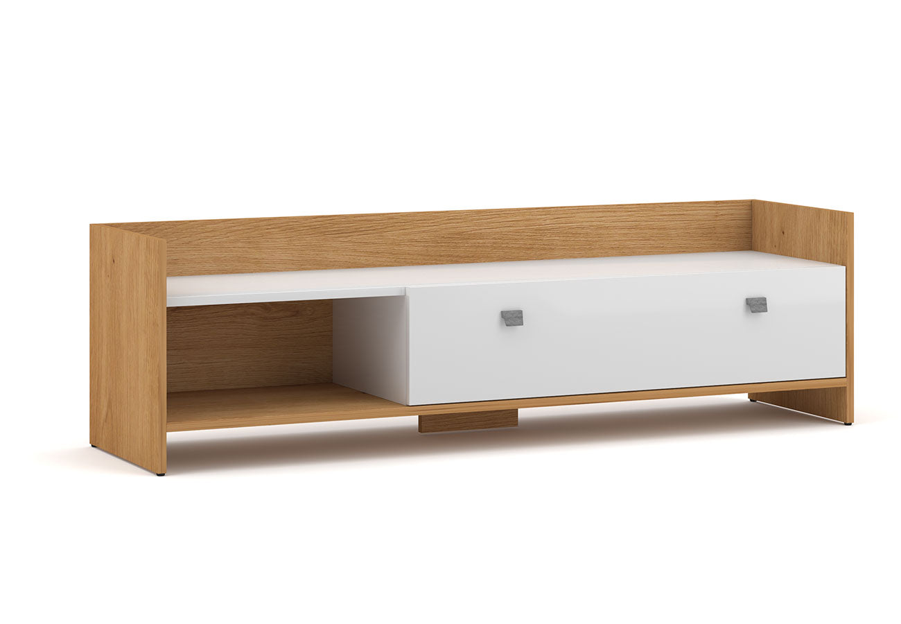 Tv-taso Basic Valkoinen / Artisan Tammi 