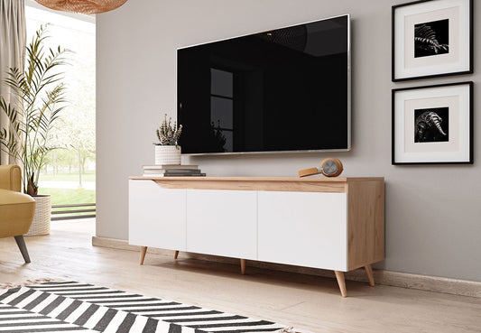 Tv-taso Caya Tammi / Valkoinen 140cm Nordic Style