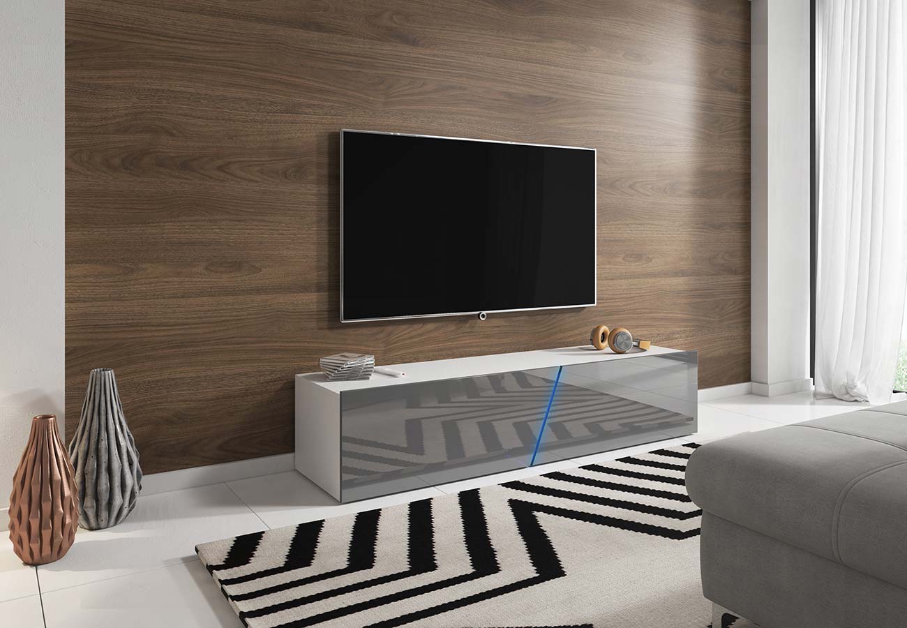 Tv-taso Galaxy Korkeakiilto Harmaa Led 160cm