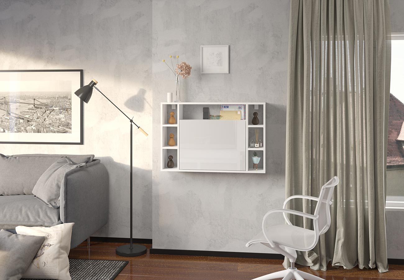 Vanda seinäkaappi korkeakiilto valkoinen