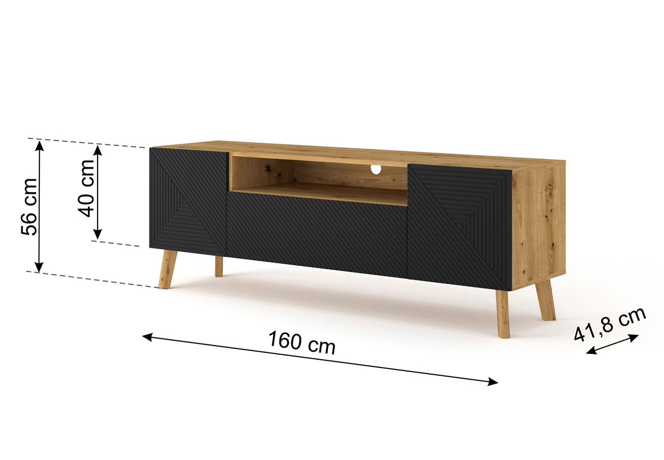 Tv-tason Volare Tammi / Musta 160cm Mitat