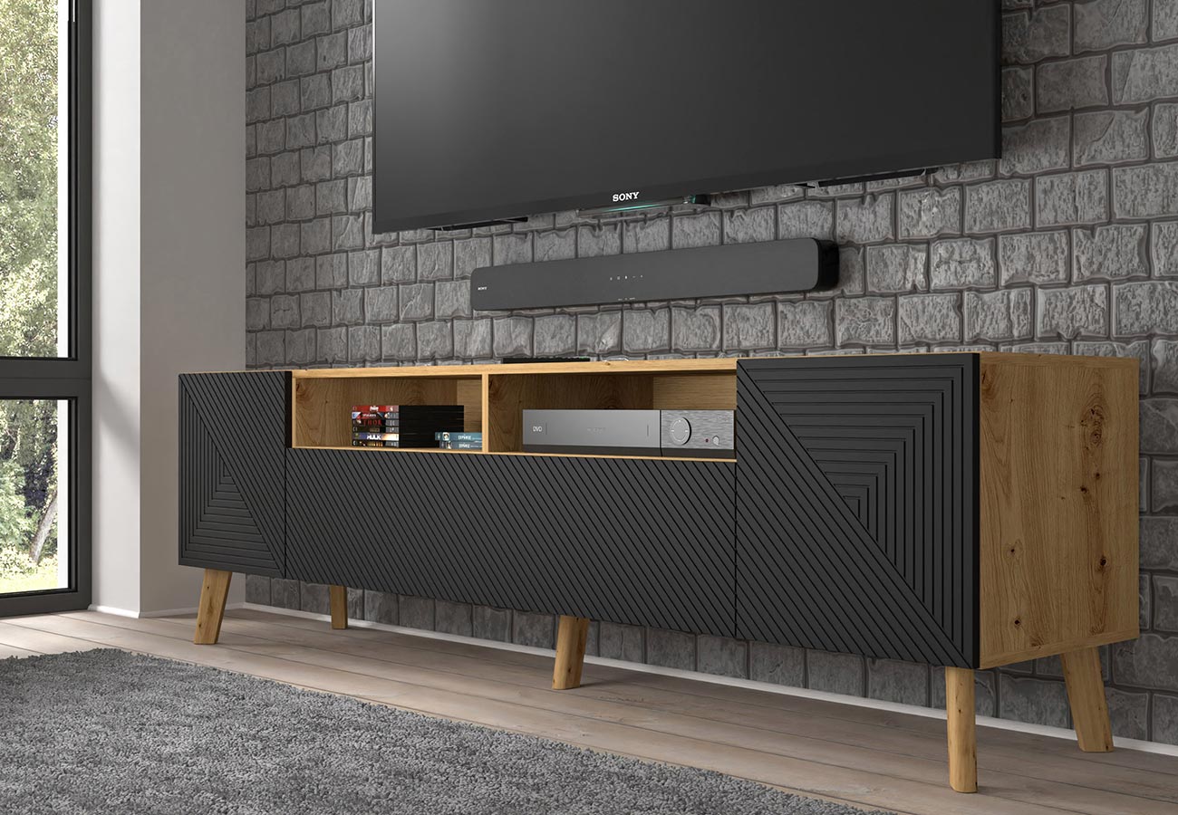 Volare Tv-taso Tammi / Musta 195cm