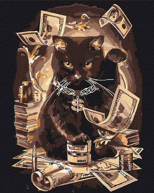 Maalaa numeroin Paint by numbers Money cat