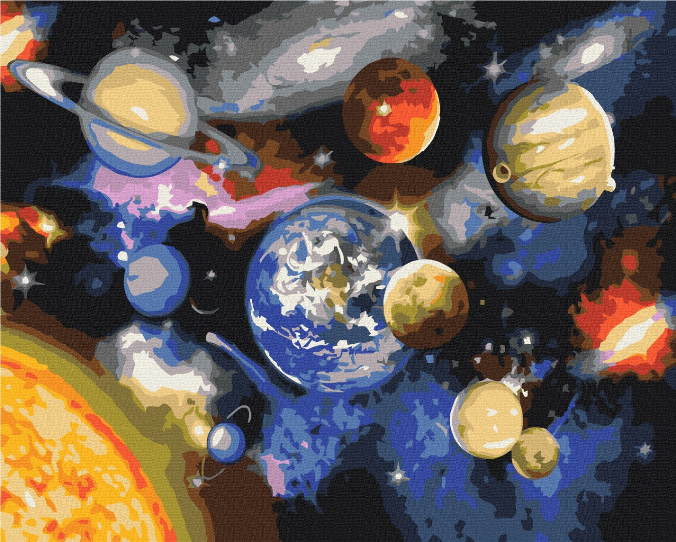 Maalaa numeroin Paint by numbers Parade of planets