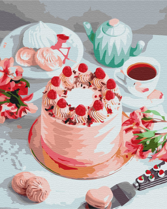 Maalaa numeroin Paint by numbers Pink dessert