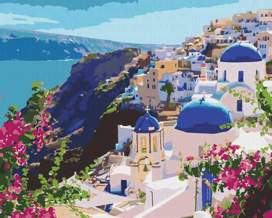 Maalaa numeroin Paint by numbers Santorini landscape