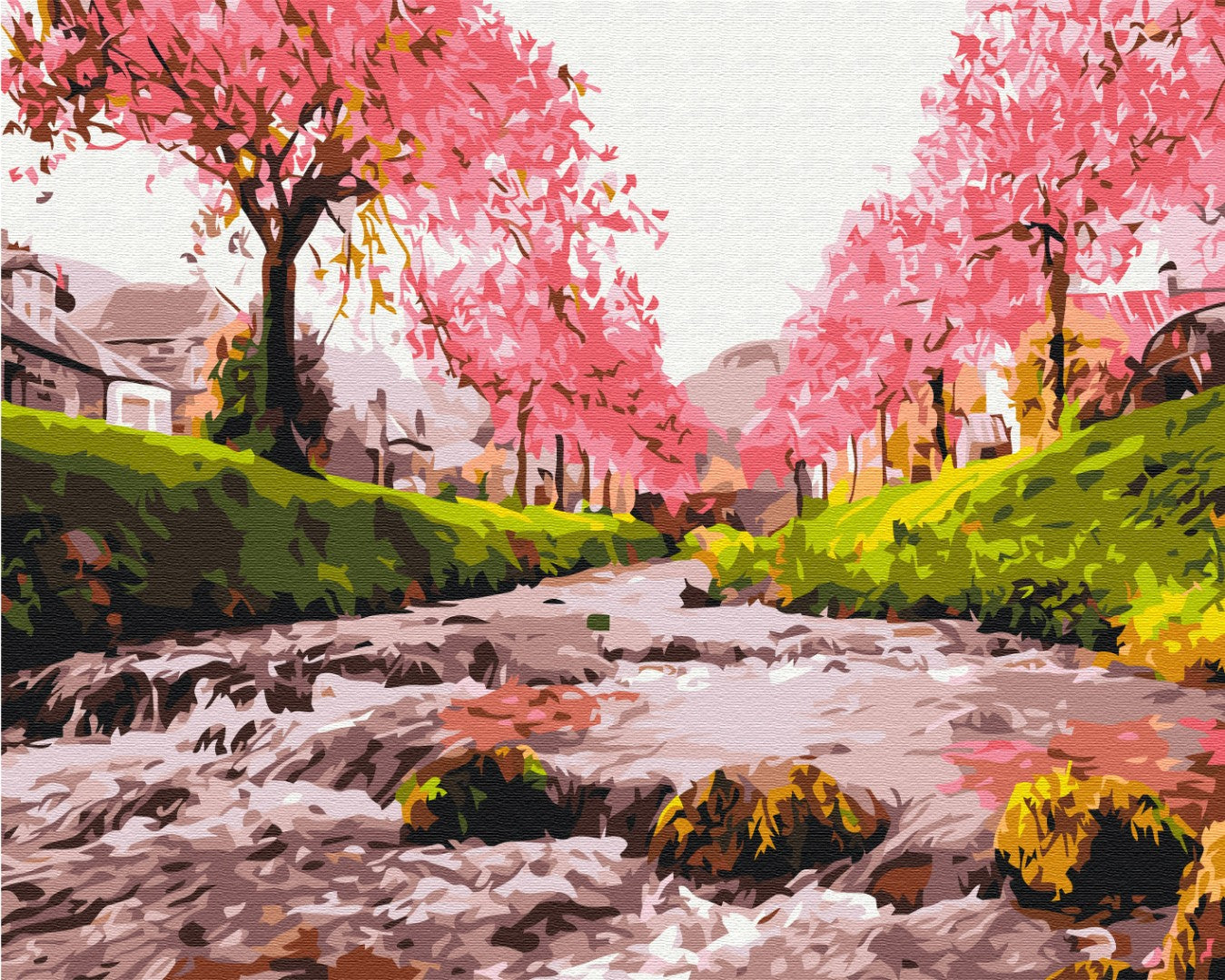 Maalaa numeroin Paint by numbers The river near the sakura