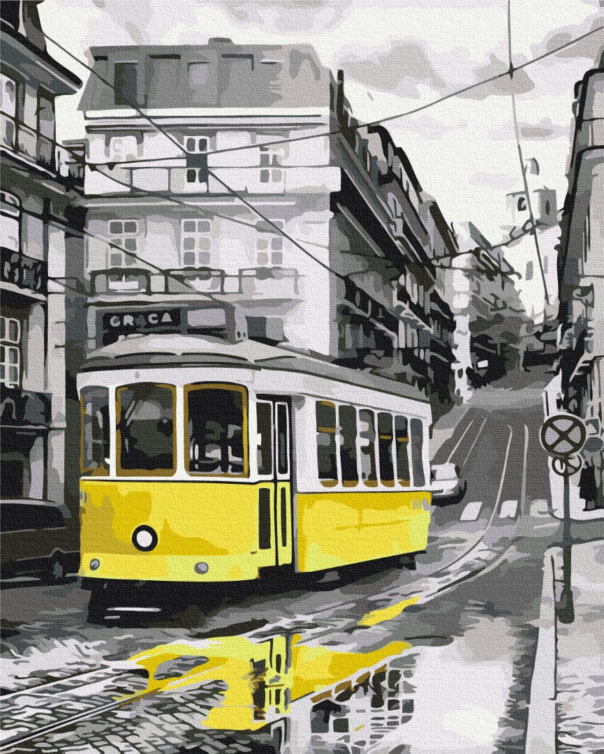 Maalaa numeroin Paint by numbers Yellow tram