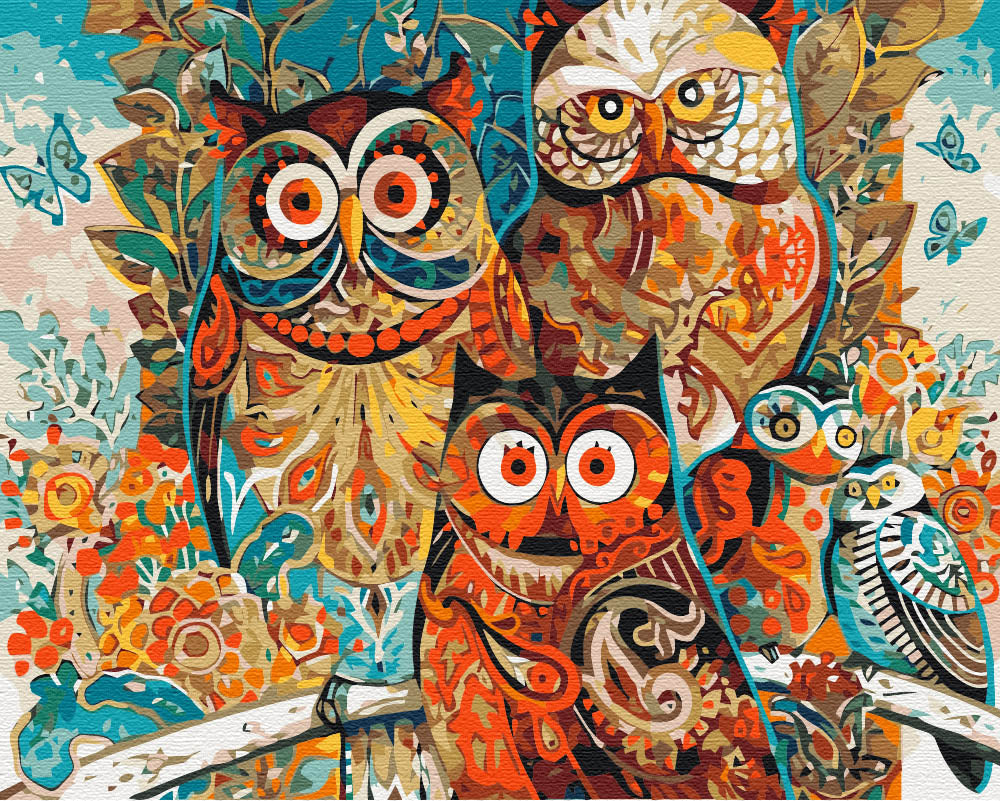 Maalaa numeroin Paint by numbers Magic owls