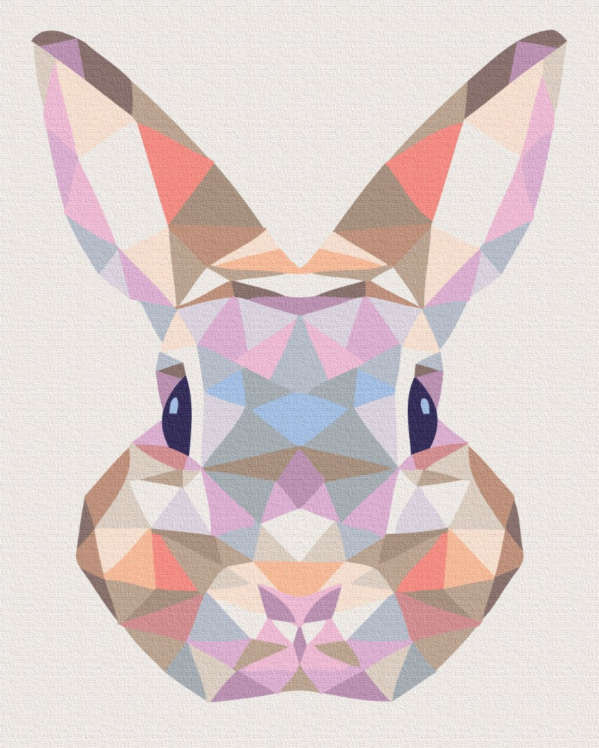 Maalaa numeroin Paint by numbers Rabbit in a mosaic
