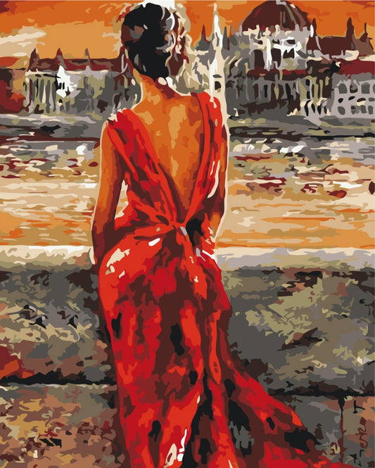 Maalaa numeroin Paint by numbers Lady in red