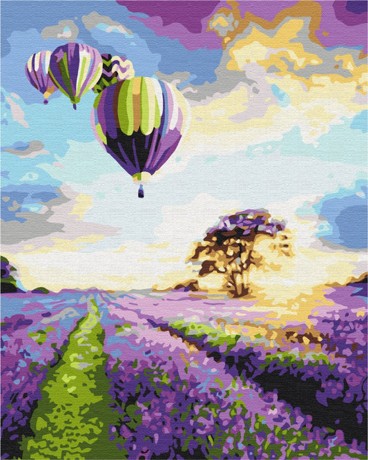 Maalaa numeroin Paint by numbers Flying over the lavender field