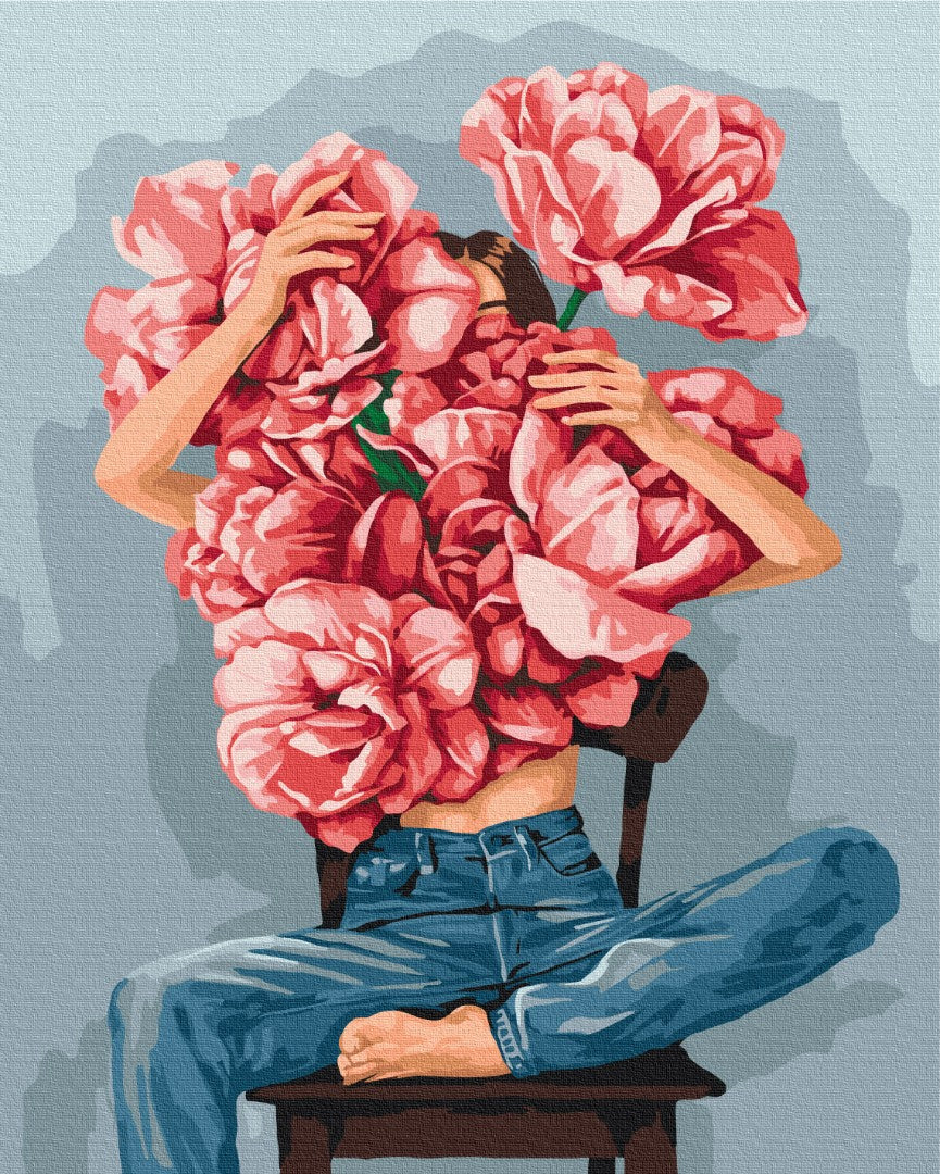 Maalaa numeroin Paint by numbers Peonies in the arms