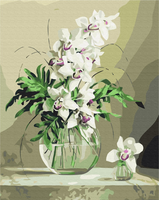 Maalaa numeroin Paint by numbers Orchids in a vase