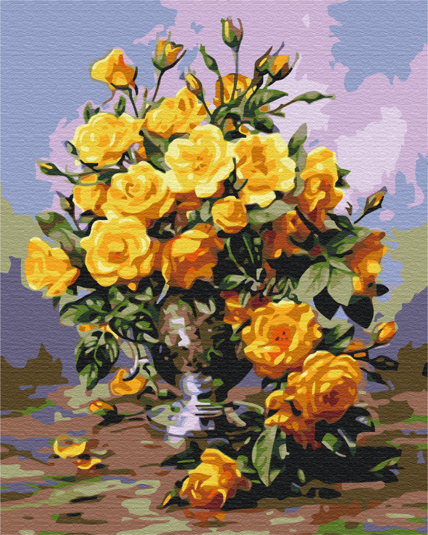 Maalaa numeroin Paint by numbers Bouquet of yellow roses