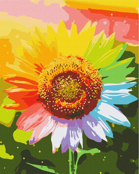 Maalaa numeroin Paint by numbers Rainbow sunflower