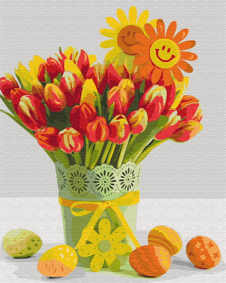 Maalaa numeroin Paint by numbers Easter tulips