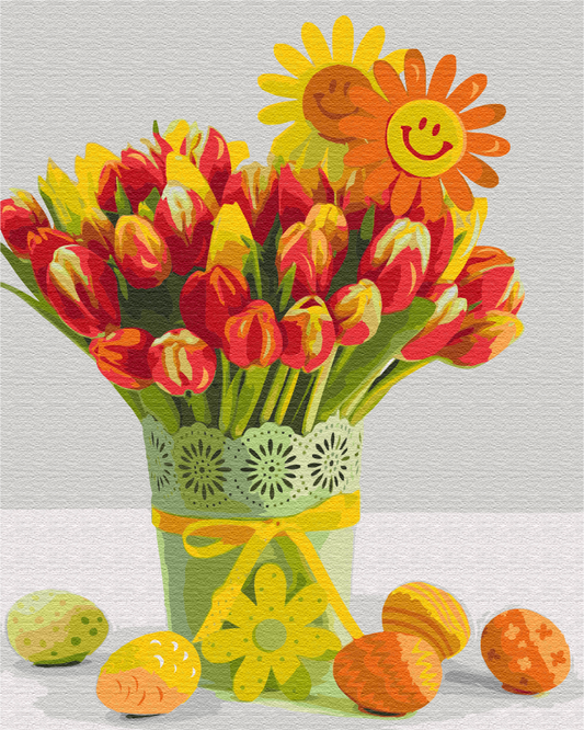 Maalaa numeroin Paint by numbers Easter tulips