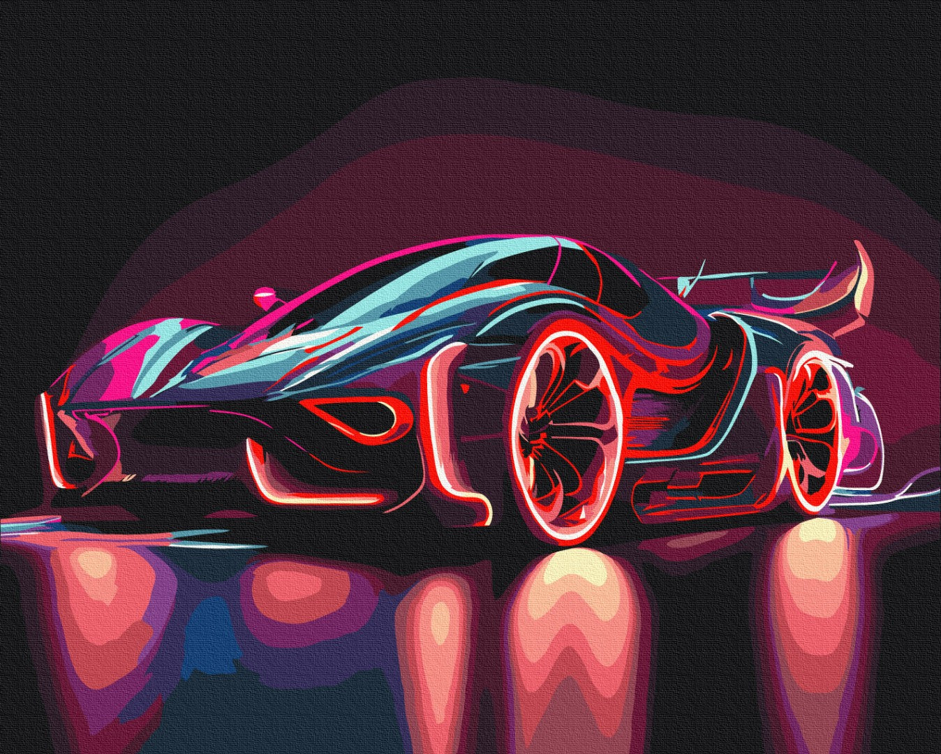 Maalaa numeroin Paint by numbers Neon car