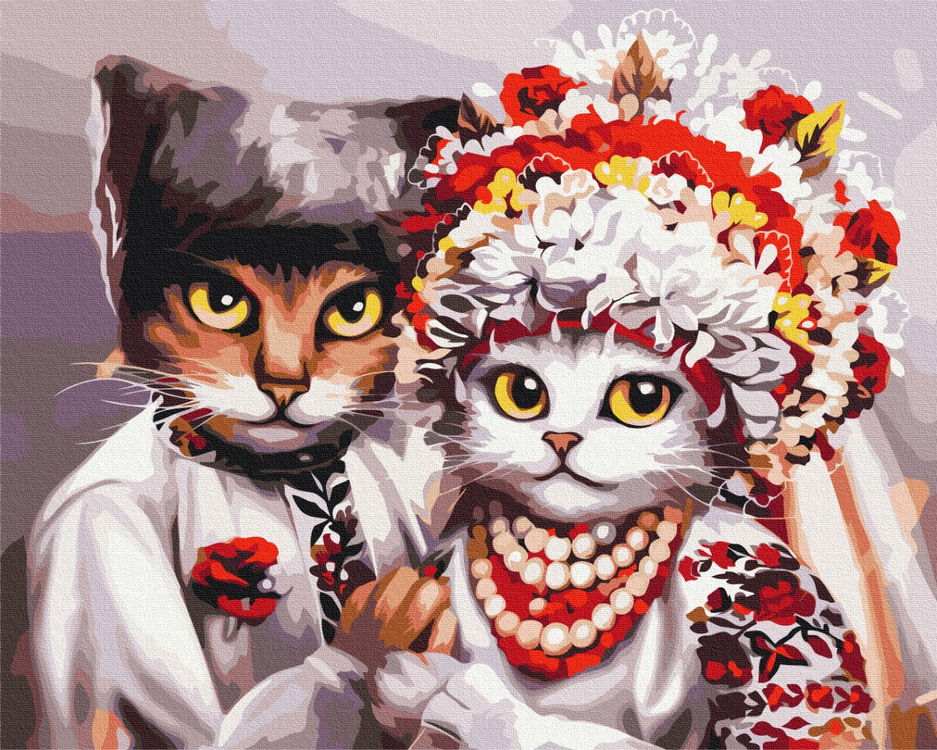 Maalaa numeroin Paint by numbers Wedding of Ukrainian cats  ©Marysha_art