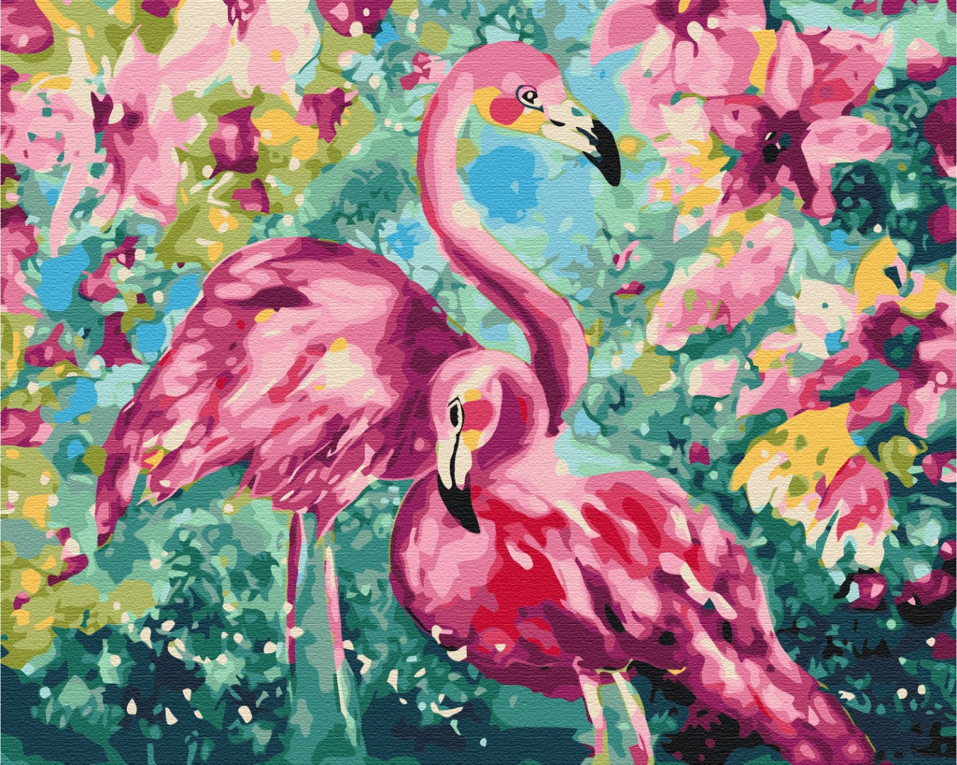 Maalaa numeroin Paint by numbers Floral flamingos