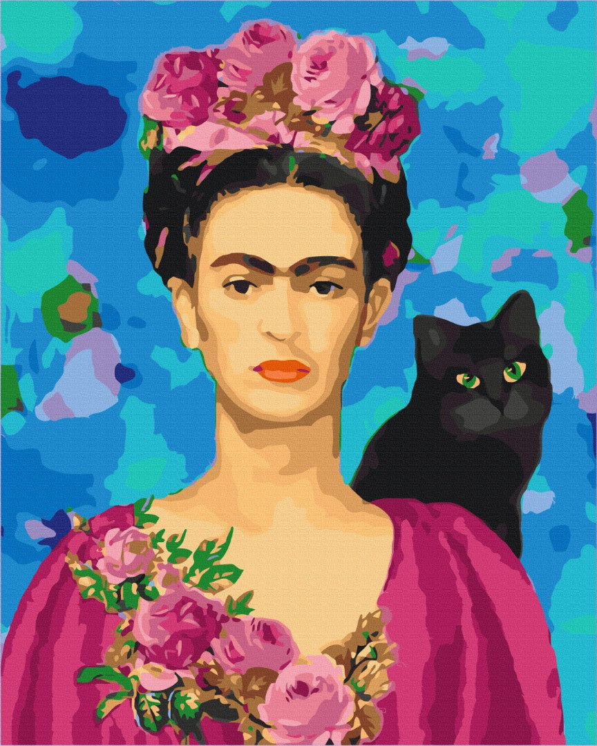 Maalaa numeroin Paint by numbers Frida with a cat