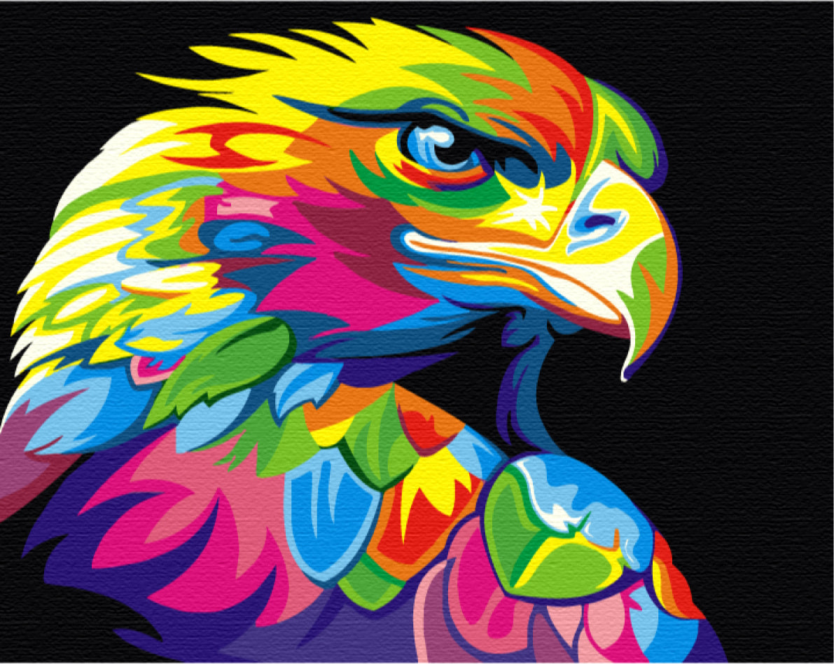 Maalaa numeroin Paint by numbers Rainbow eagle