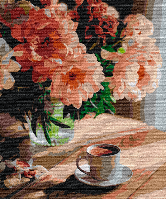 Maalaa numeroin Paint by numbers Coffee with the smell of peonies