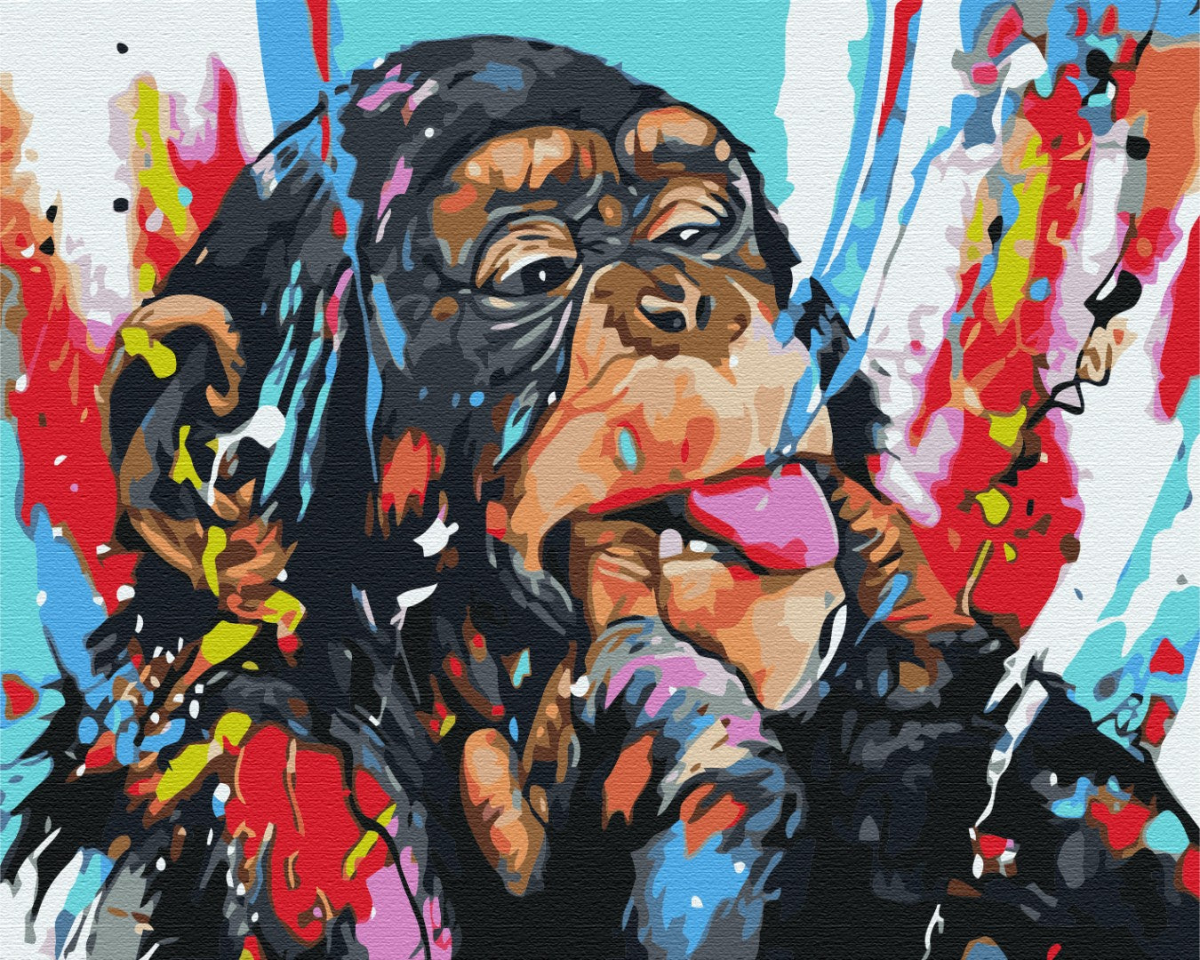 Maalaa numeroin Paint by numbers Colored chimpanzee