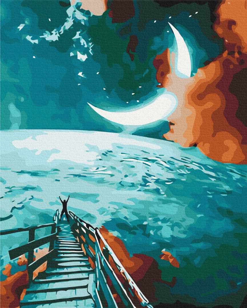 Maalaa numeroin Paint by numbers Road to the moon