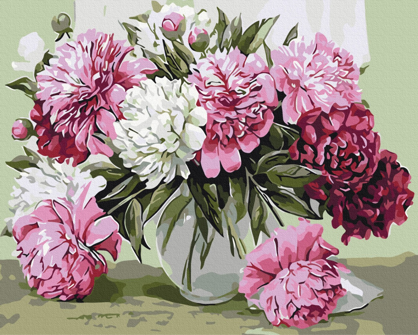 Maalaa numeroin Paint by numbers Bouquet of house peonies