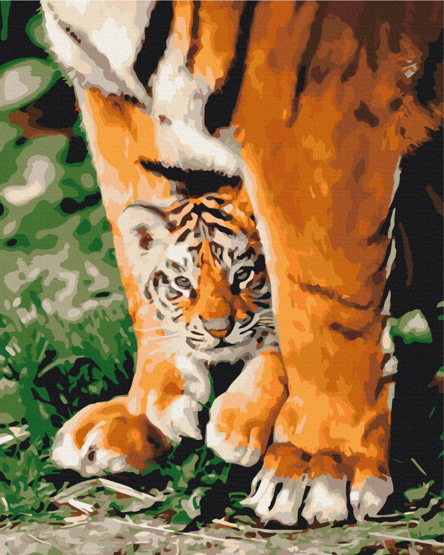 Maalaa numeroin Paint by numbers Tiger cub in mighty paws