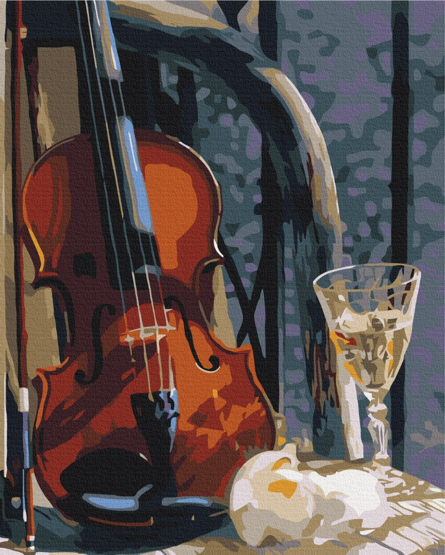 Maalaa numeroin Paint by numbers Violin with wine