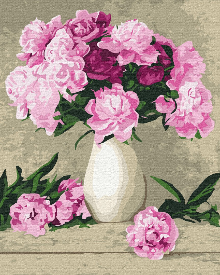 Maalaa numeroin Paint by numbers Delicate peonies