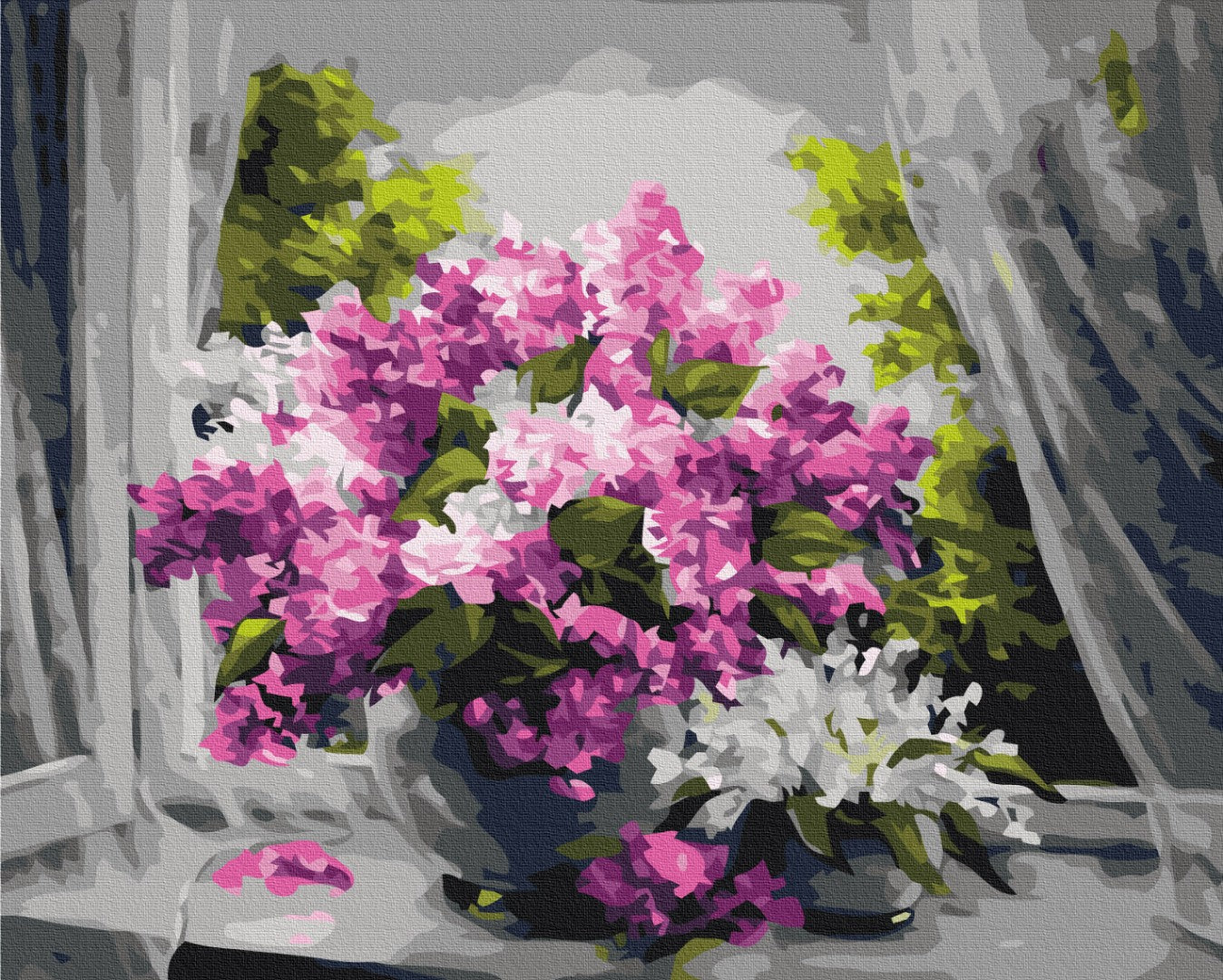 Maalaa numeroin Paint by numbers Lilac on the window