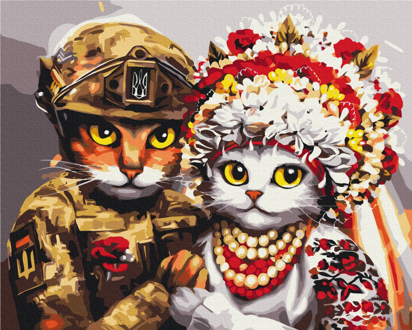 Maalaa numeroin Paint by numbers Wedding of brave cats ©Marianna Pashchuk